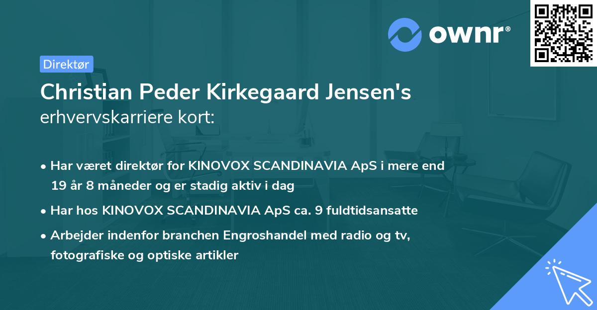 Christian Peder Kirkegaard Jensen's erhvervskarriere kort