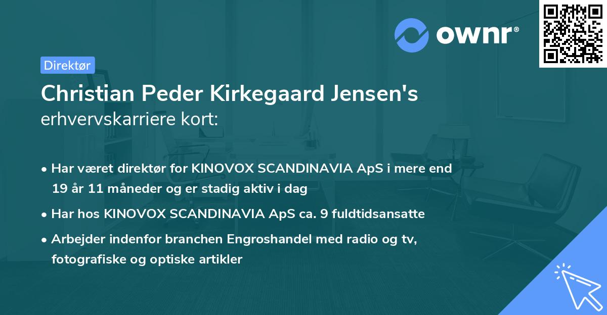 Christian Peder Kirkegaard Jensen's erhvervskarriere kort