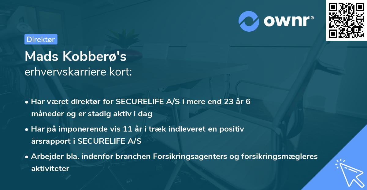 Mads Kobberø's erhvervskarriere kort