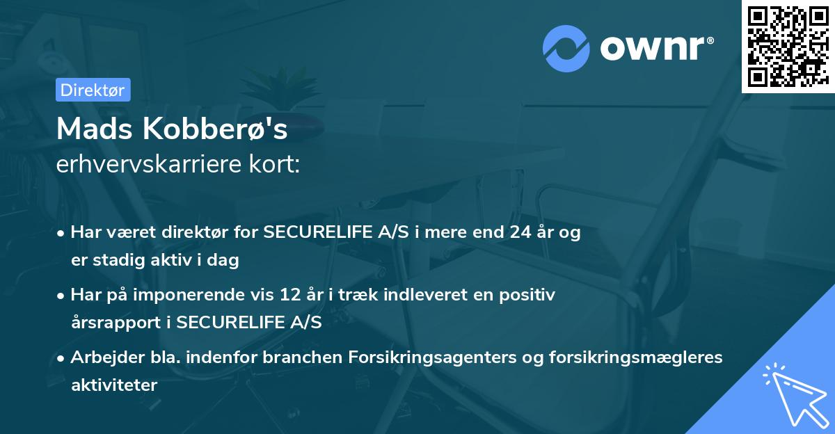 Mads Kobberø's erhvervskarriere kort