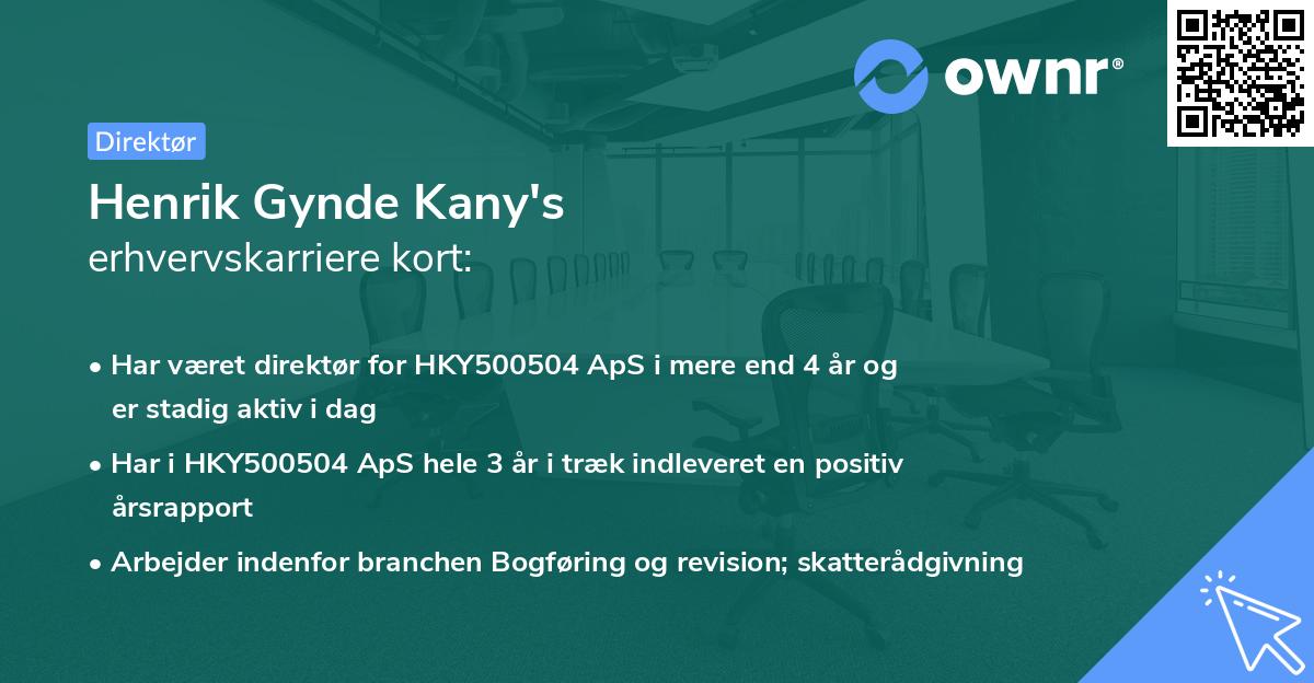Henrik Gynde Kany's erhvervskarriere kort