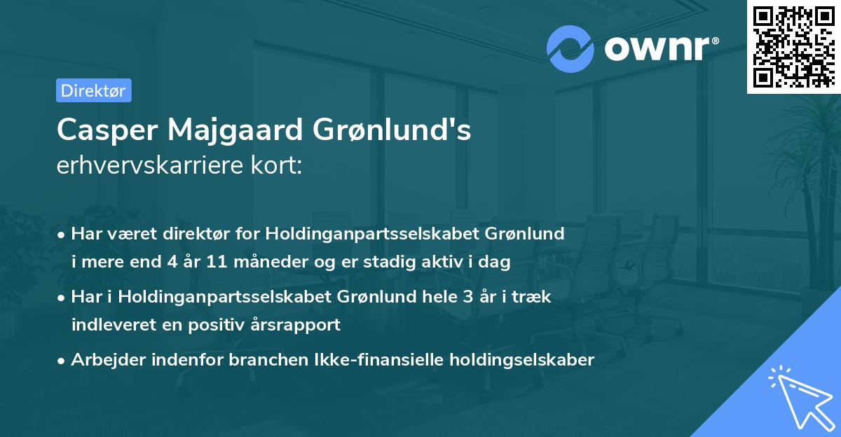 Casper Majgaard Grønlund's erhvervskarriere kort