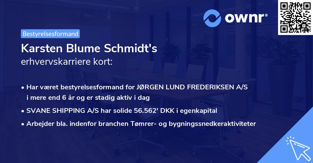 Karsten Blume Schmidt's erhvervskarriere kort