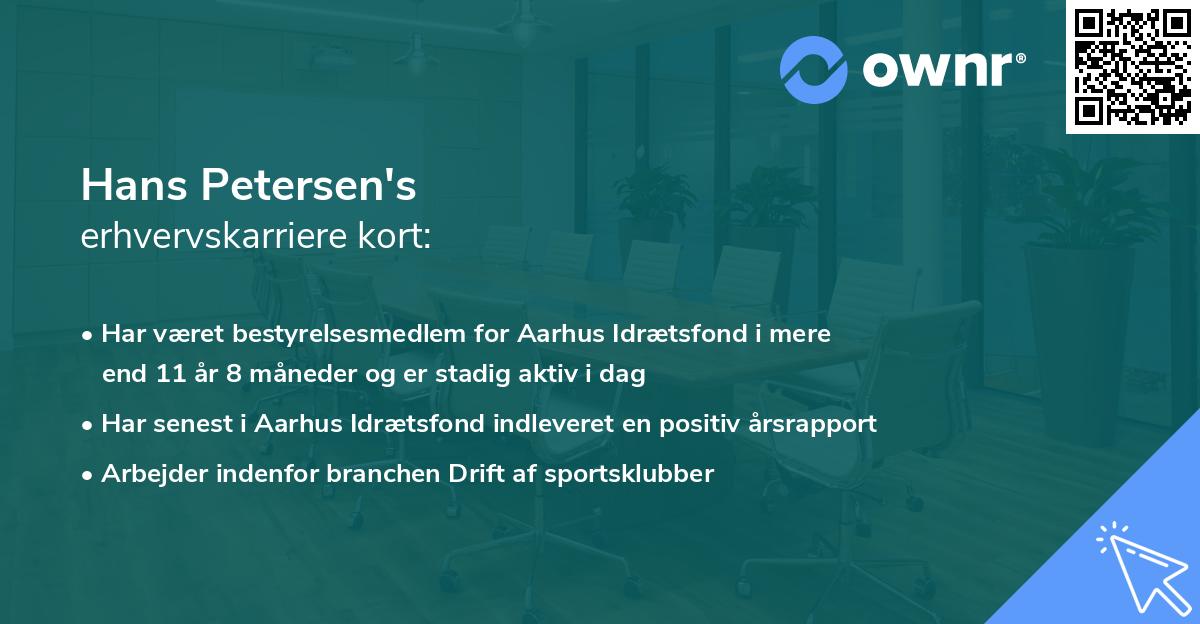 Hans Petersen's erhvervskarriere kort
