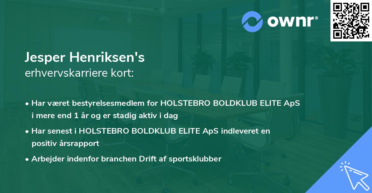 Jesper Henriksen's erhvervskarriere kort
