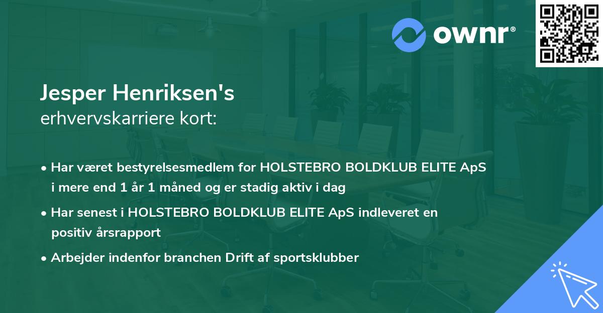 Jesper Henriksen's erhvervskarriere kort