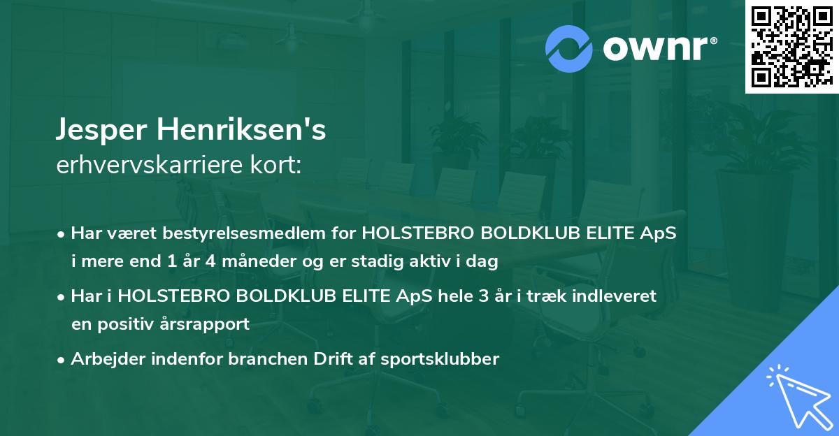 Jesper Henriksen's erhvervskarriere kort