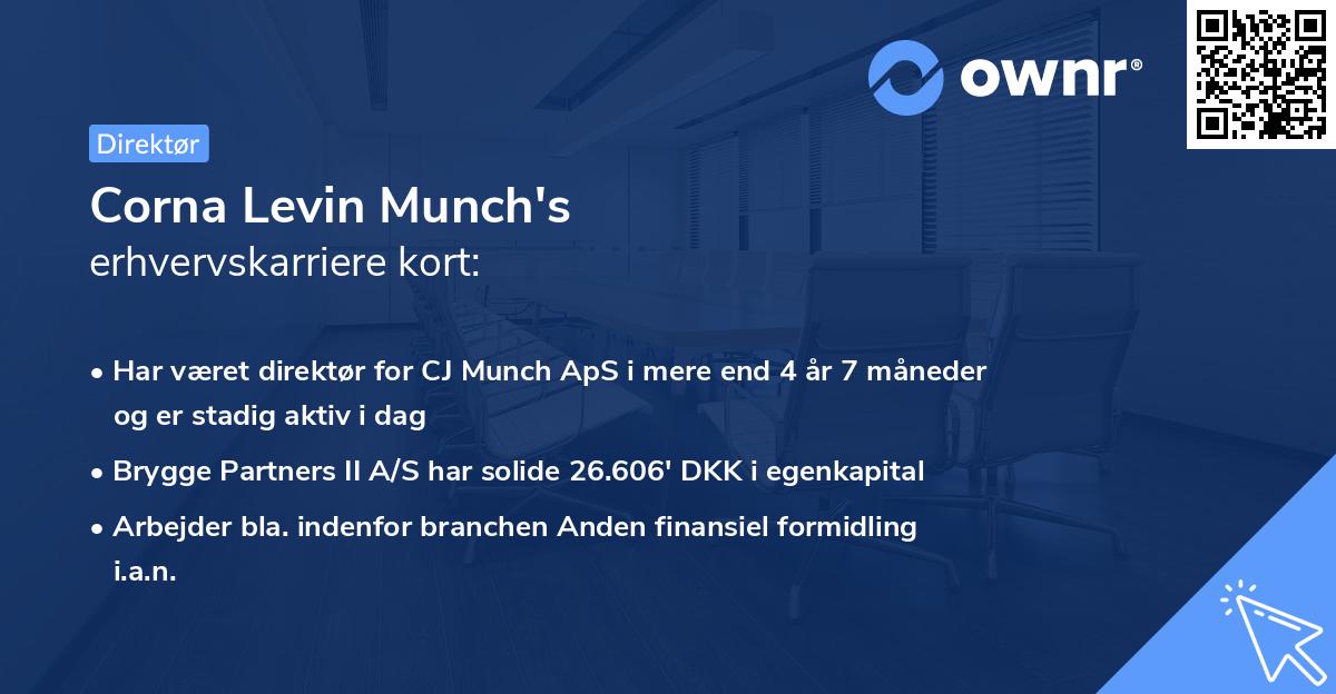Corna Levin Munch's erhvervskarriere kort