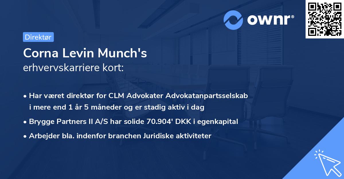 Corna Levin Munch's erhvervskarriere kort