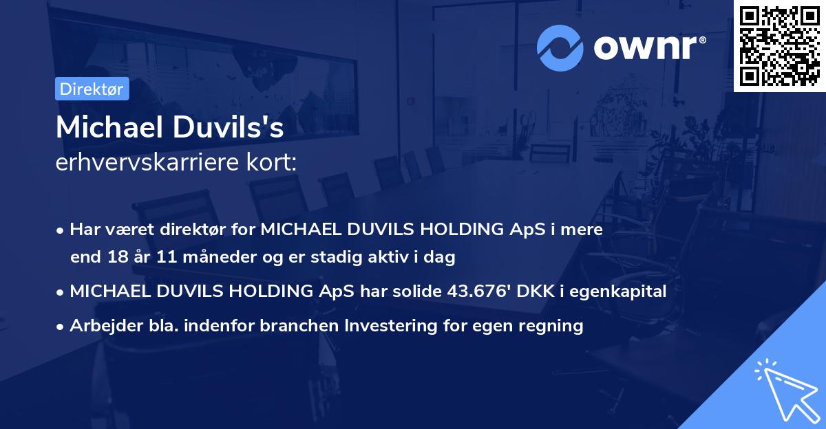 Michael Duvils's erhvervskarriere kort
