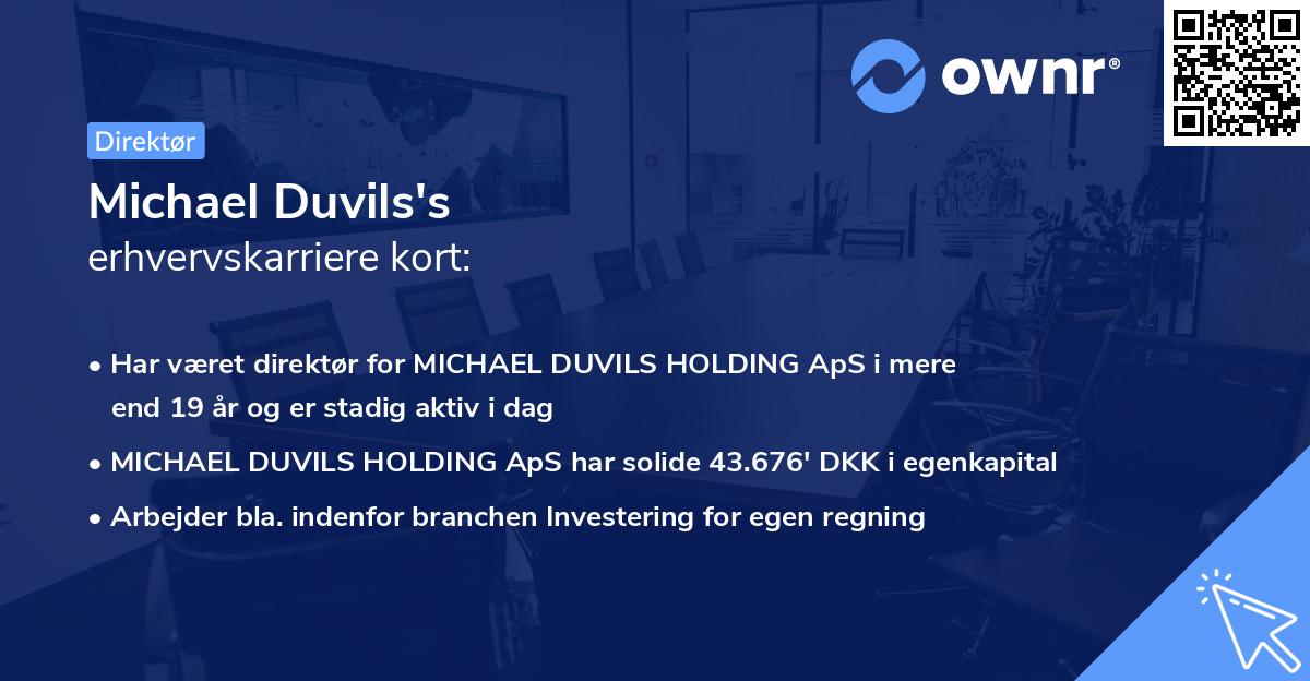 Michael Duvils's erhvervskarriere kort