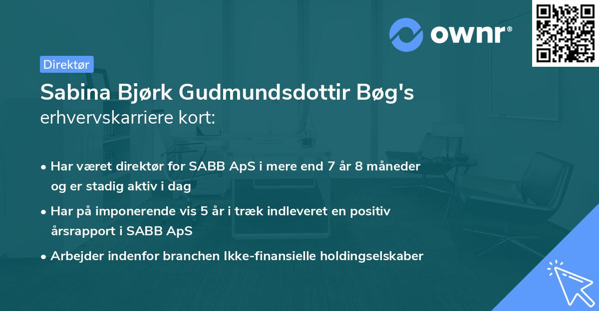 Sabina Bjørk Gudmundsdottir Bøg's erhvervskarriere kort
