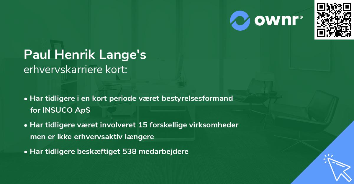 Paul Henrik Lange's erhvervskarriere kort