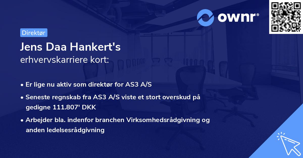 Jens Daa Hankert's erhvervskarriere kort