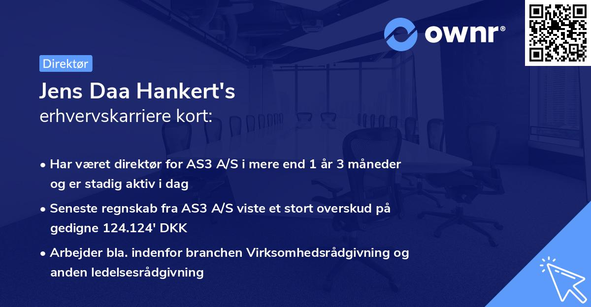 Jens Daa Hankert's erhvervskarriere kort