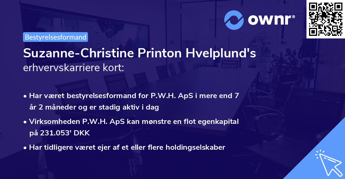 Suzanne-Christine Printon Hvelplund's erhvervskarriere kort