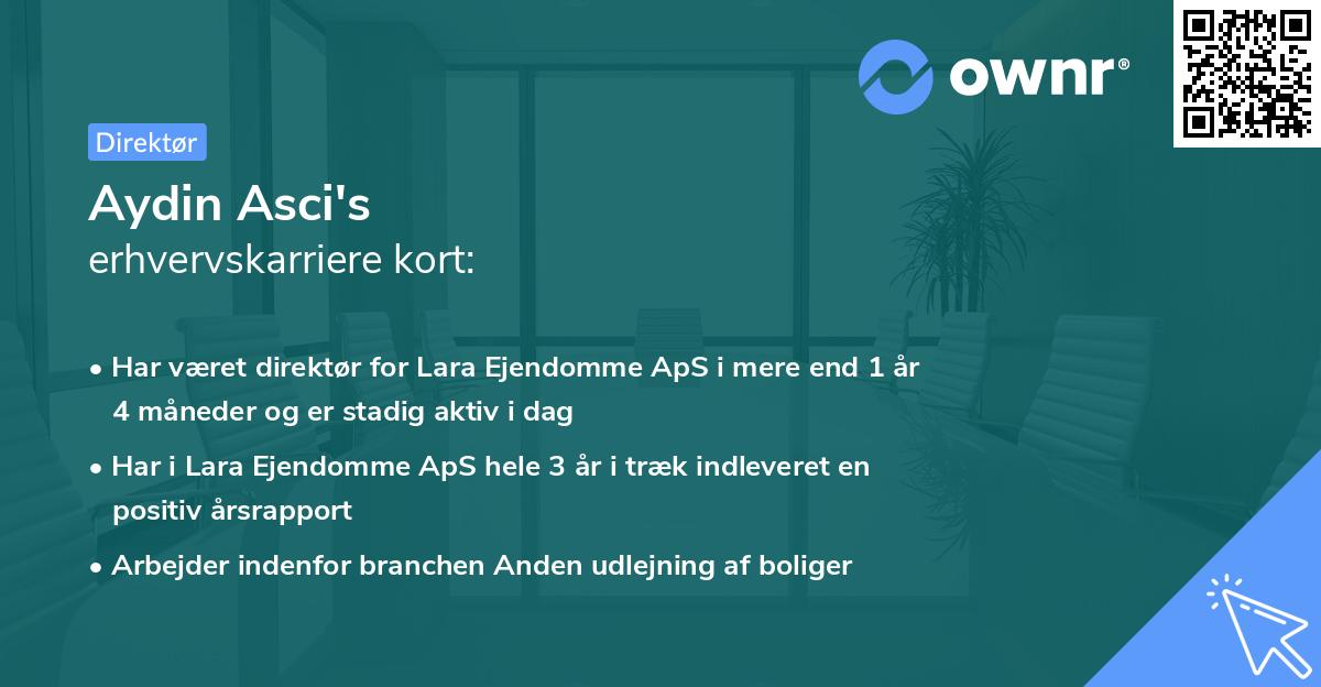 Aydin Asci's erhvervskarriere kort