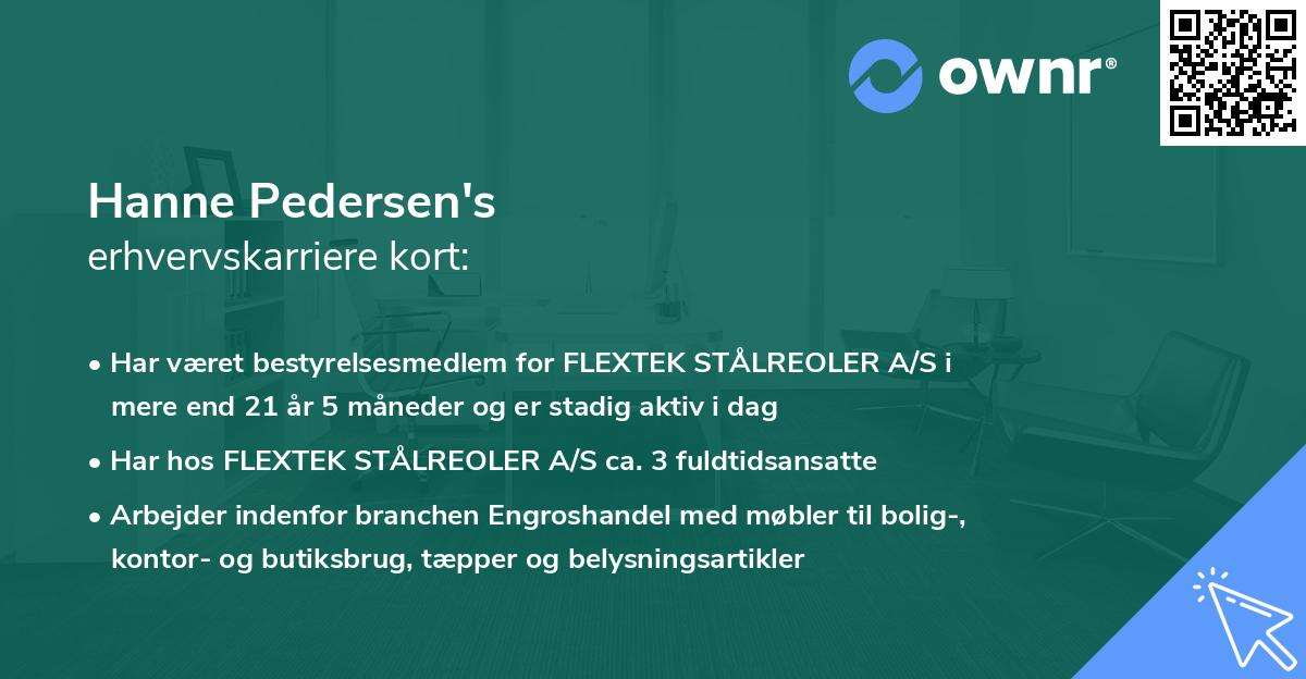 Hanne Pedersen's erhvervskarriere kort