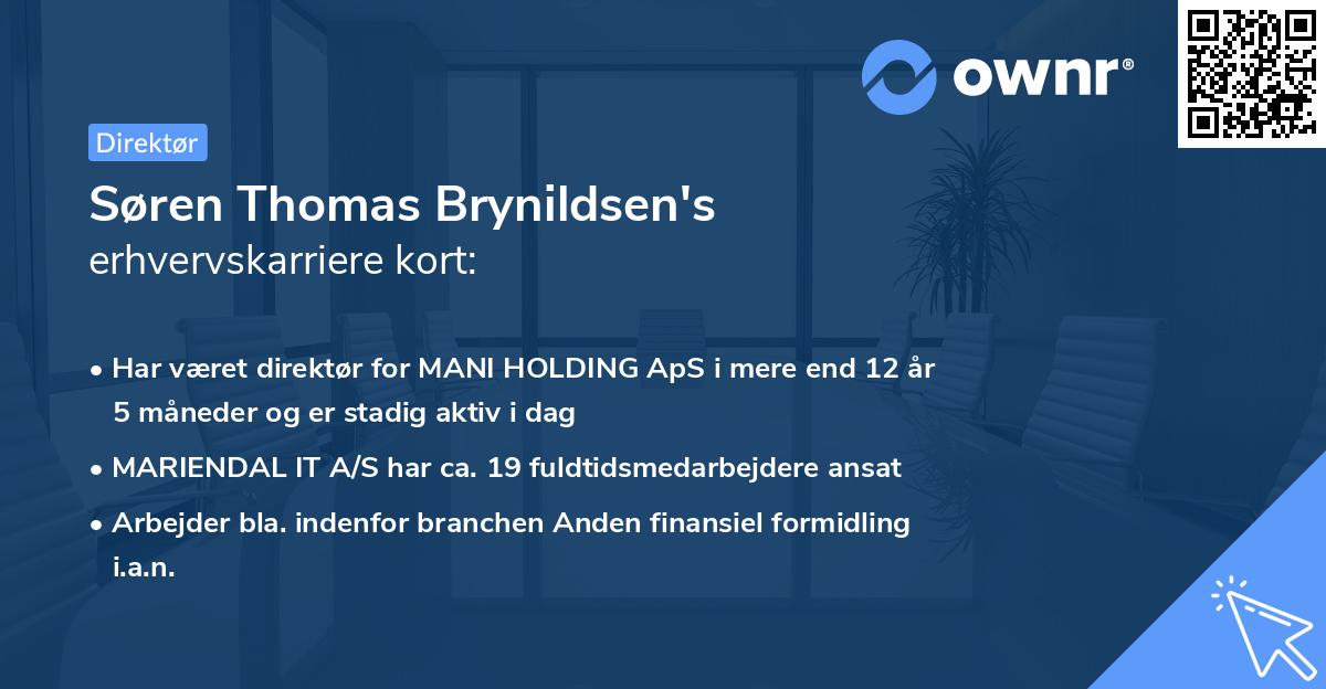 Søren Thomas Brynildsen's erhvervskarriere kort