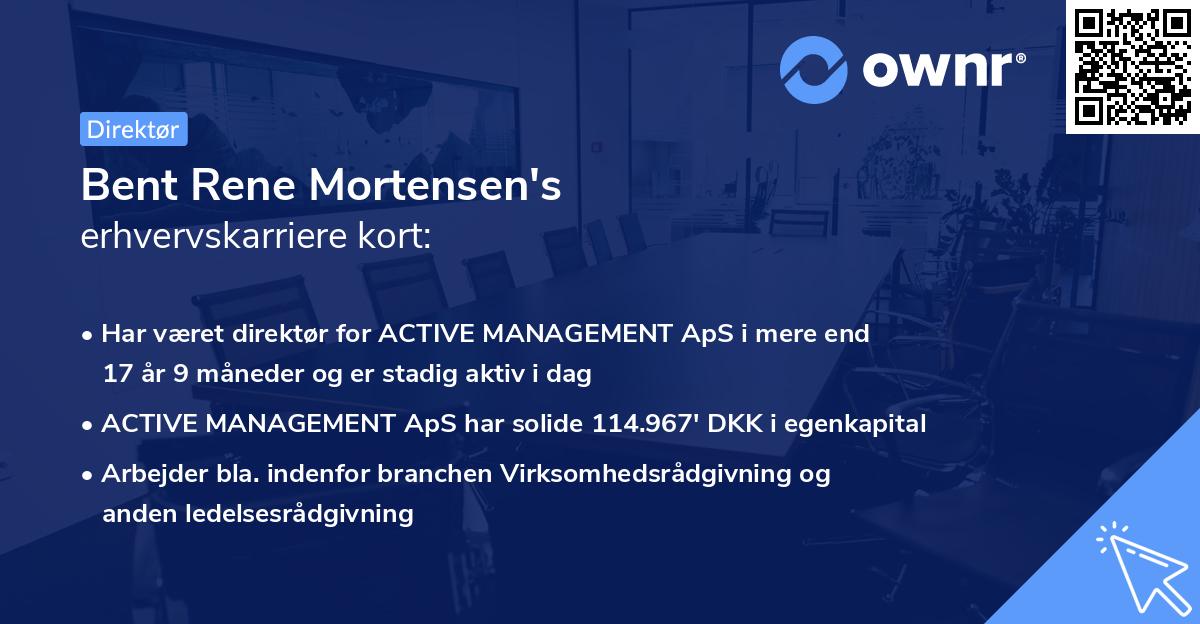 Bent Rene Mortensen's erhvervskarriere kort