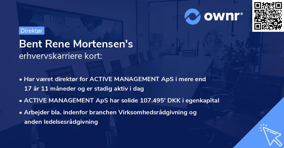 Bent Rene Mortensen's erhvervskarriere kort