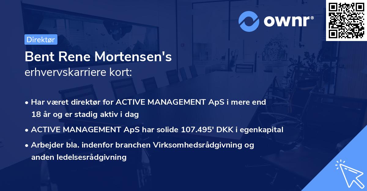 Bent Rene Mortensen's erhvervskarriere kort