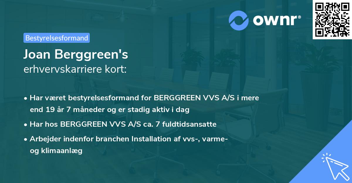 Joan Berggreen's erhvervskarriere kort