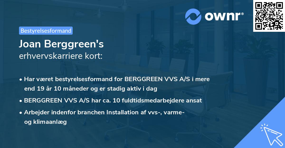 Joan Berggreen's erhvervskarriere kort