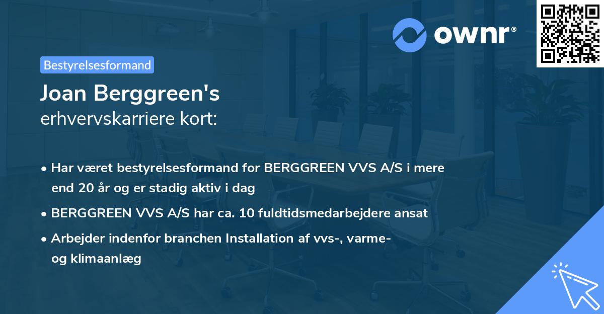 Joan Berggreen's erhvervskarriere kort