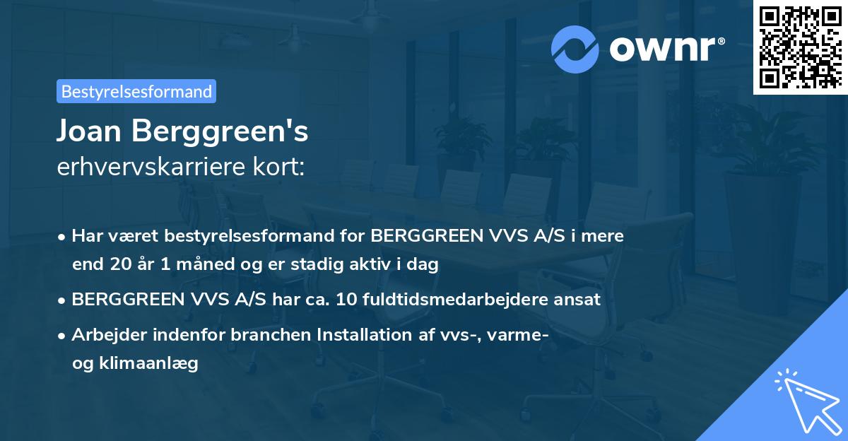 Joan Berggreen's erhvervskarriere kort