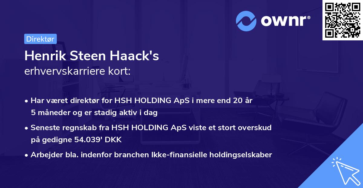 Henrik Steen Haack's erhvervskarriere kort