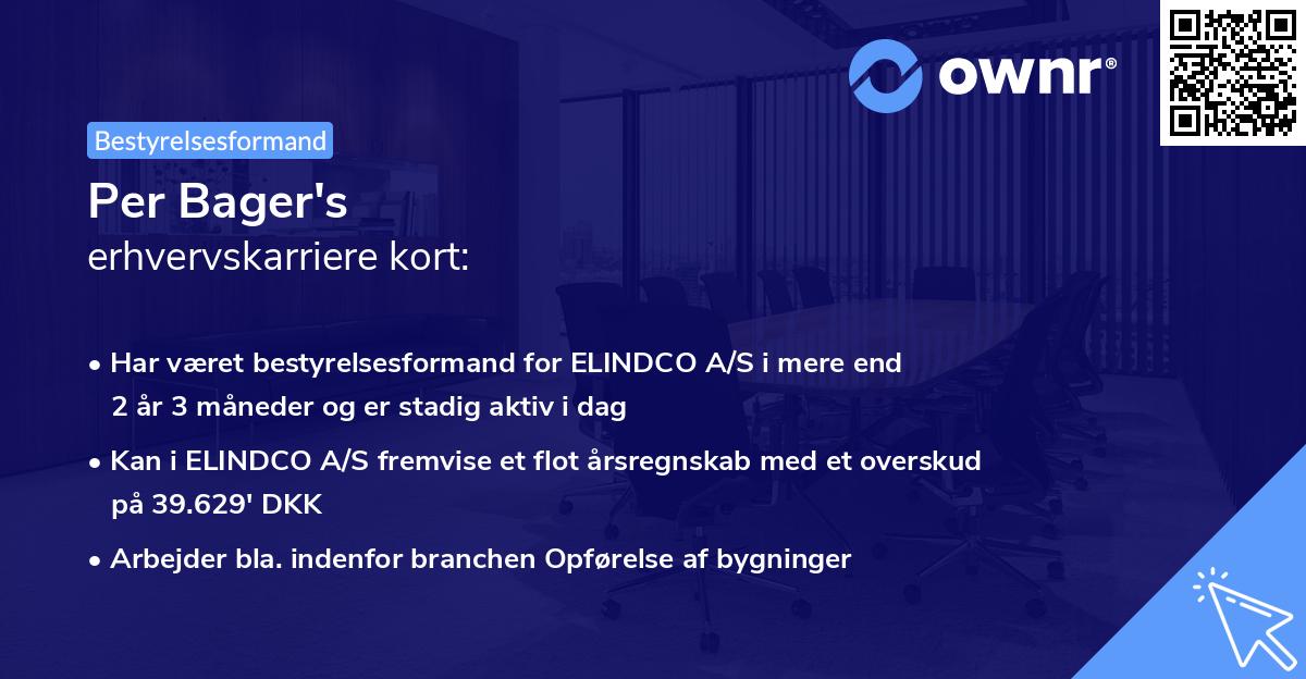 Per Bager's erhvervskarriere kort