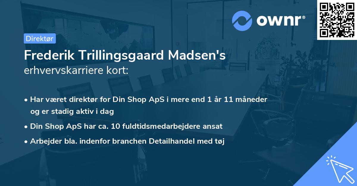 Frederik Trillingsgaard Madsen's erhvervskarriere kort