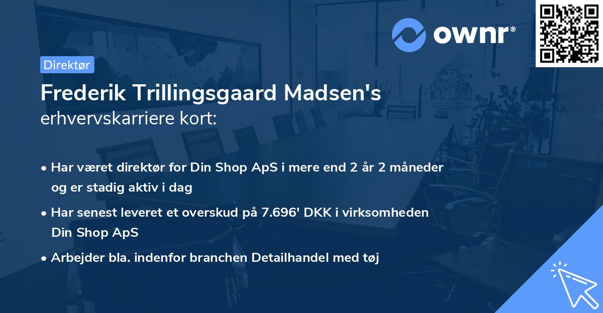 Frederik Trillingsgaard Madsen's erhvervskarriere kort