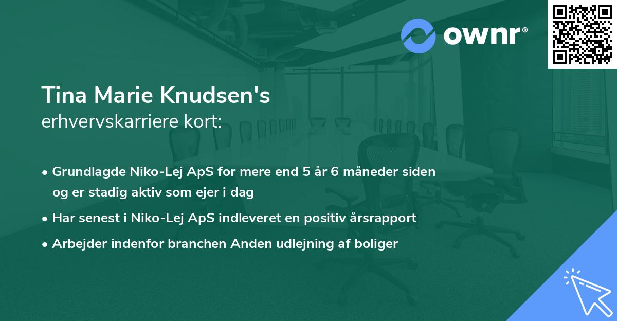 Tina Marie Knudsen's erhvervskarriere kort