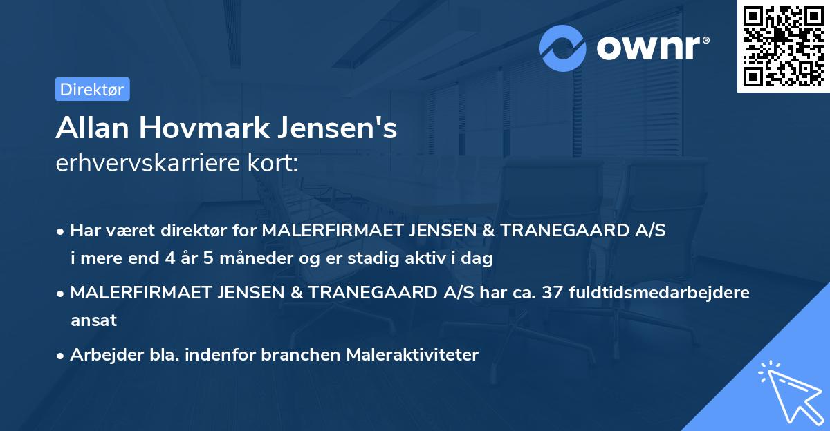 Allan Hovmark Jensen's erhvervskarriere kort