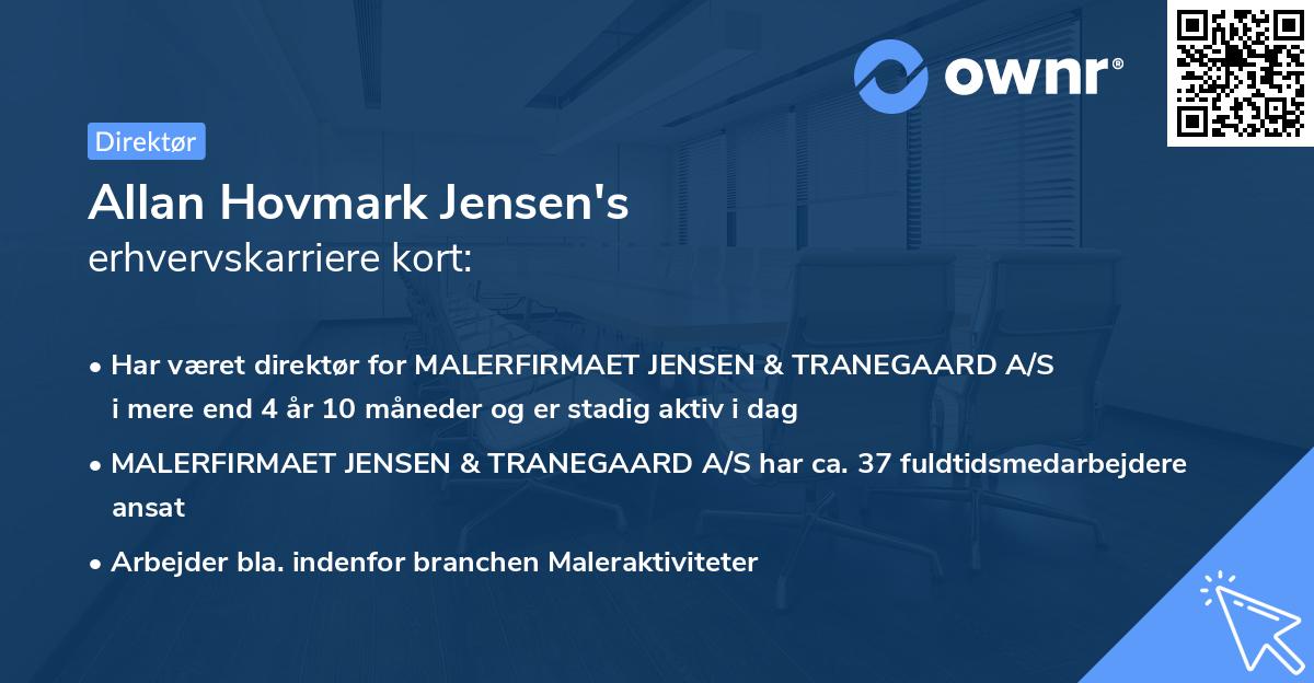 Allan Hovmark Jensen's erhvervskarriere kort