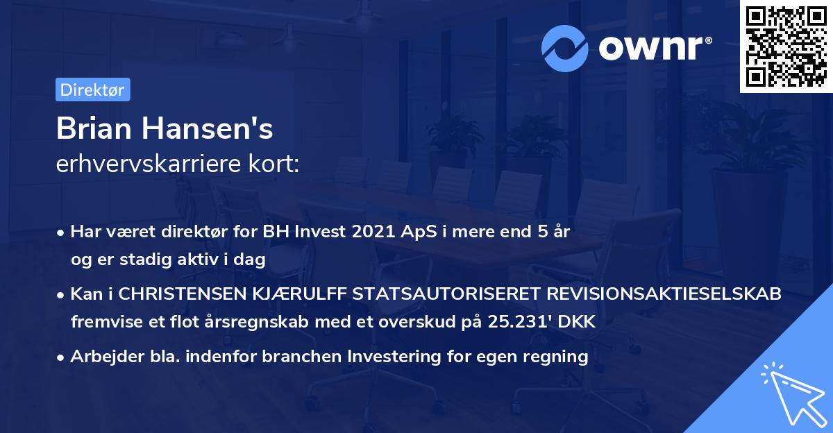 Brian Hansen's erhvervskarriere kort