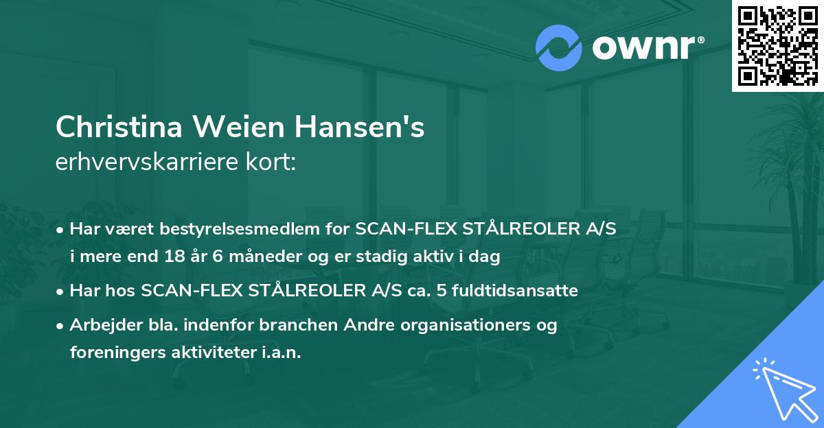 Christina Weien Hansen's erhvervskarriere kort