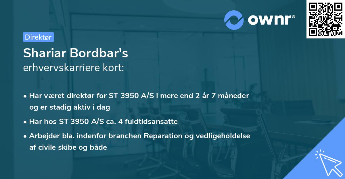 Shariar Bordbar's erhvervskarriere kort