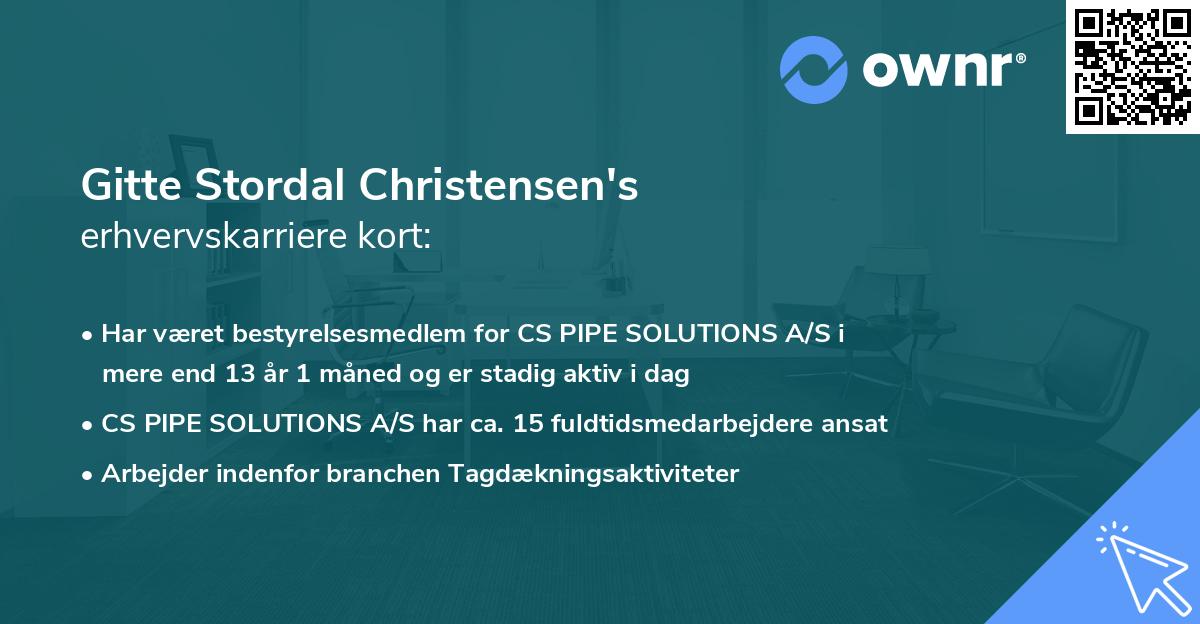 Gitte Stordal Christensen's erhvervskarriere kort