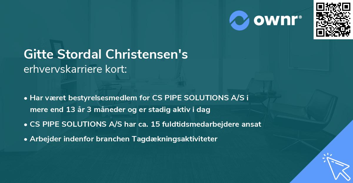 Gitte Stordal Christensen's erhvervskarriere kort