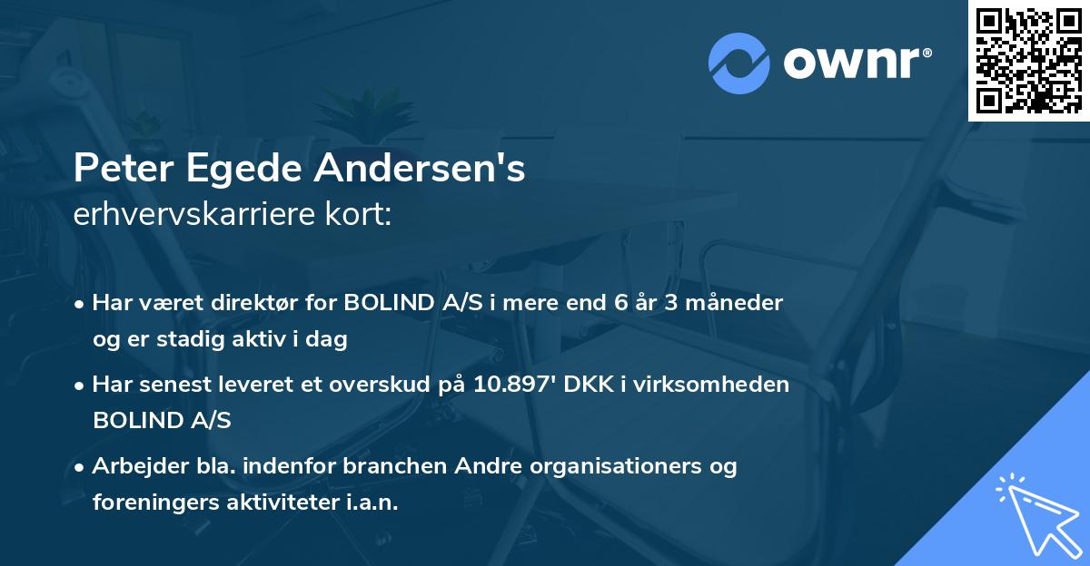 Peter Egede Andersen's erhvervskarriere kort