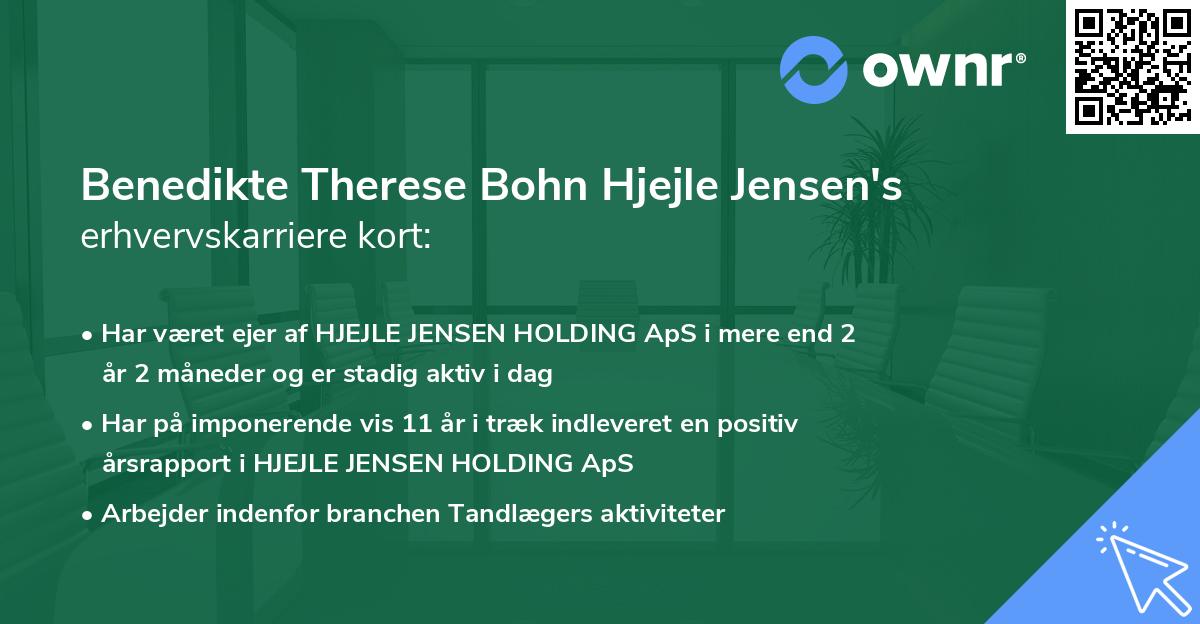 Benedikte Therese Bohn Hjejle Jensen's erhvervskarriere kort
