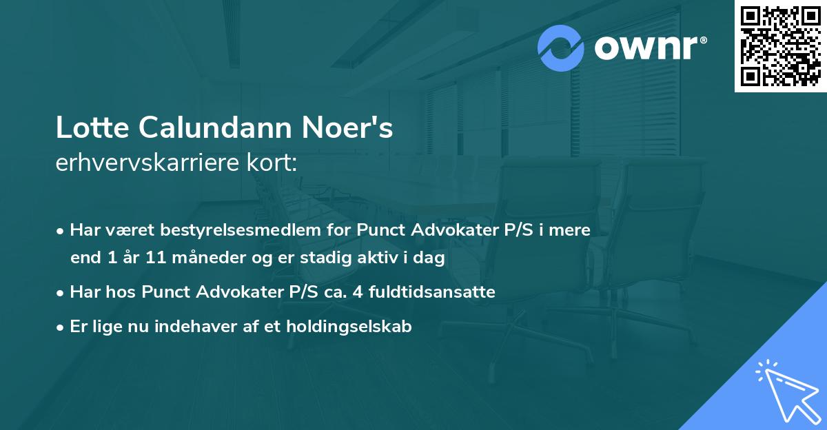 Lotte Calundann Noer's erhvervskarriere kort