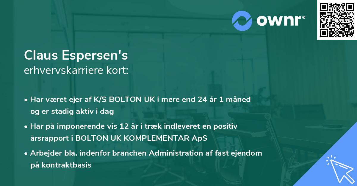 Claus Espersen's erhvervskarriere kort