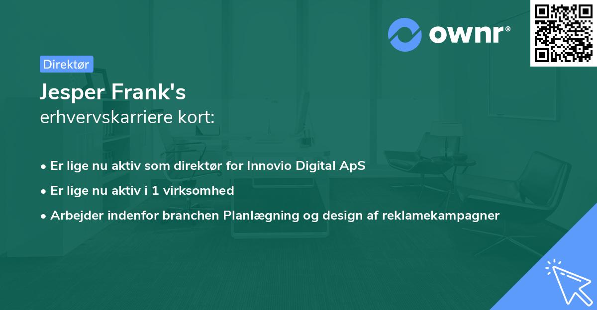 Jesper Frank's erhvervskarriere kort