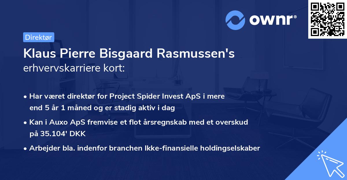 Klaus Pierre Bisgaard Rasmussen's erhvervskarriere kort
