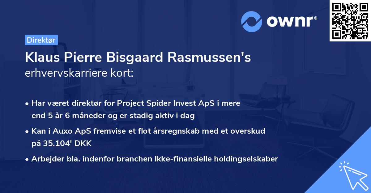 Klaus Pierre Bisgaard Rasmussen's erhvervskarriere kort