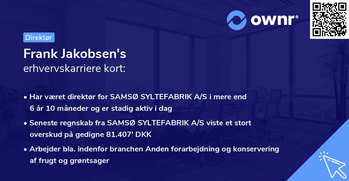 Frank Jakobsen's erhvervskarriere kort
